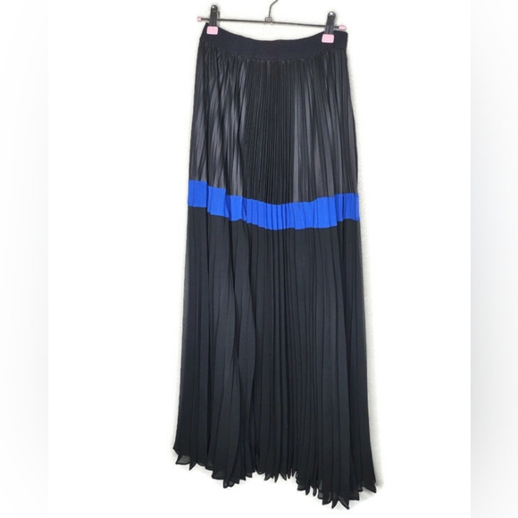 BCBGMaxAzria Dallin B Chiffon Sunburst Pleated Maxi Skirt in Black Combo Size S - Picture 4 of 11